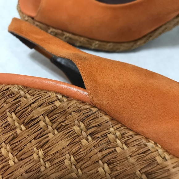 Donald J Pliner Sling Back Rust Orange Suede Wedge - Picture 14 of 14